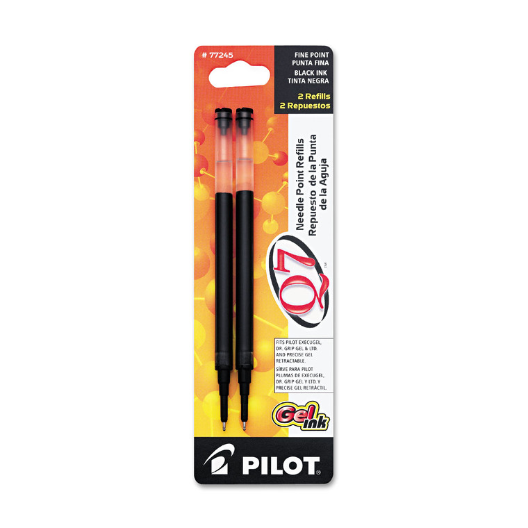 Refill For Pilot Retractable Q7, G2, Precise Begreen And Dr Grip Gel Pens, Fine Needle Tip, Black Ink, 2/pack - PIL77245