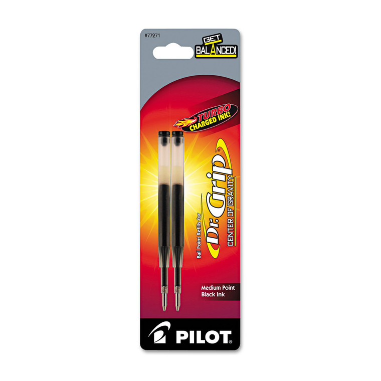 Refill For Pilot Dr. Grip Center Of Gravity Ballpoint Pens, Medium Conical Tip, Black Ink, 2/pack - PIL77271