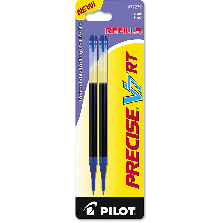 Refill For Pilot Precise V7 Rt Rolling Ball, Fine Conical Tip, Blue Ink, 2/pack - PIL77279