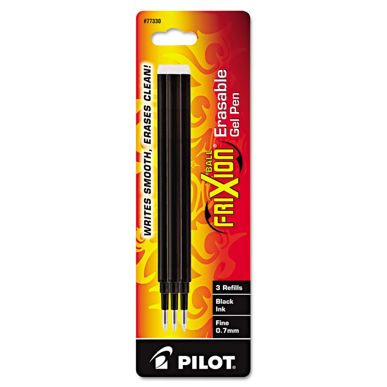 Refill For Pilot Frixion Erasable, Frixion Ball, Frixion Clicker And Frixion Lx Gel Ink Pens, Fine Tip, Black Ink, 3/pack - PIL77330