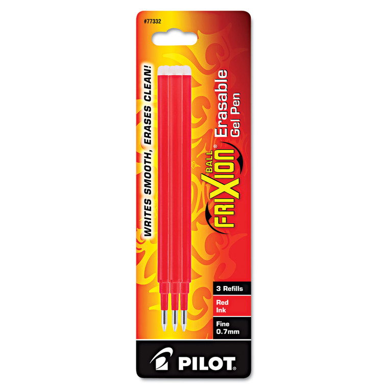 Refill For Pilot Frixion Erasable, Frixion Ball, Frixion Clicker And Frixion Lx Gel Ink Pens, Fine Tip, Red Ink, 3/pack - PIL77332