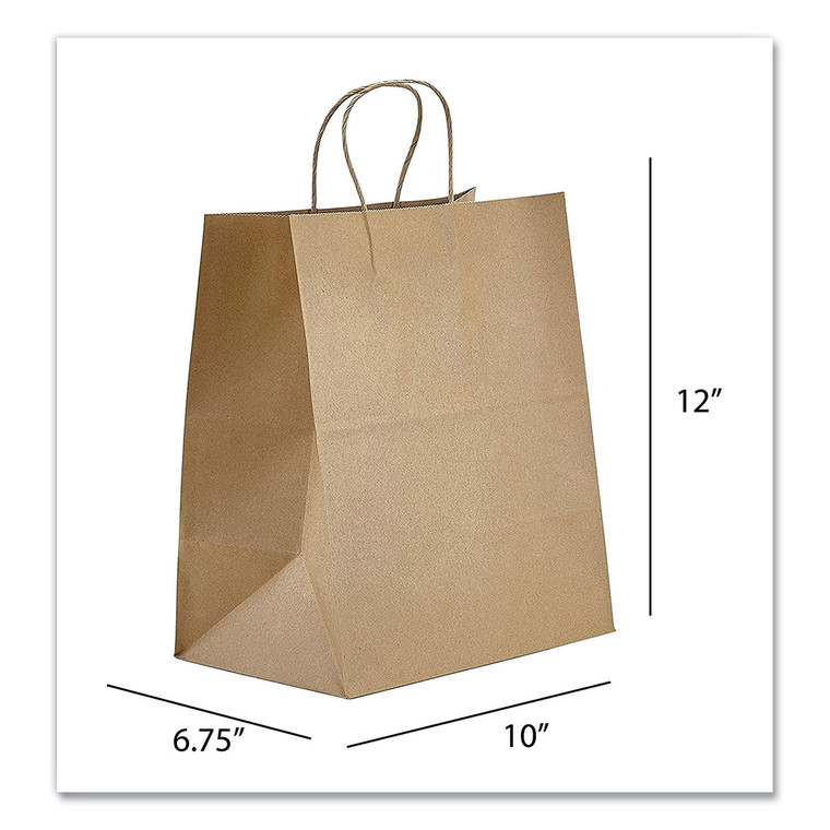 Kraft Paper Bags, Bistro, 10 X 6.75 X 12, Natural, 250/carton - PTENK10712