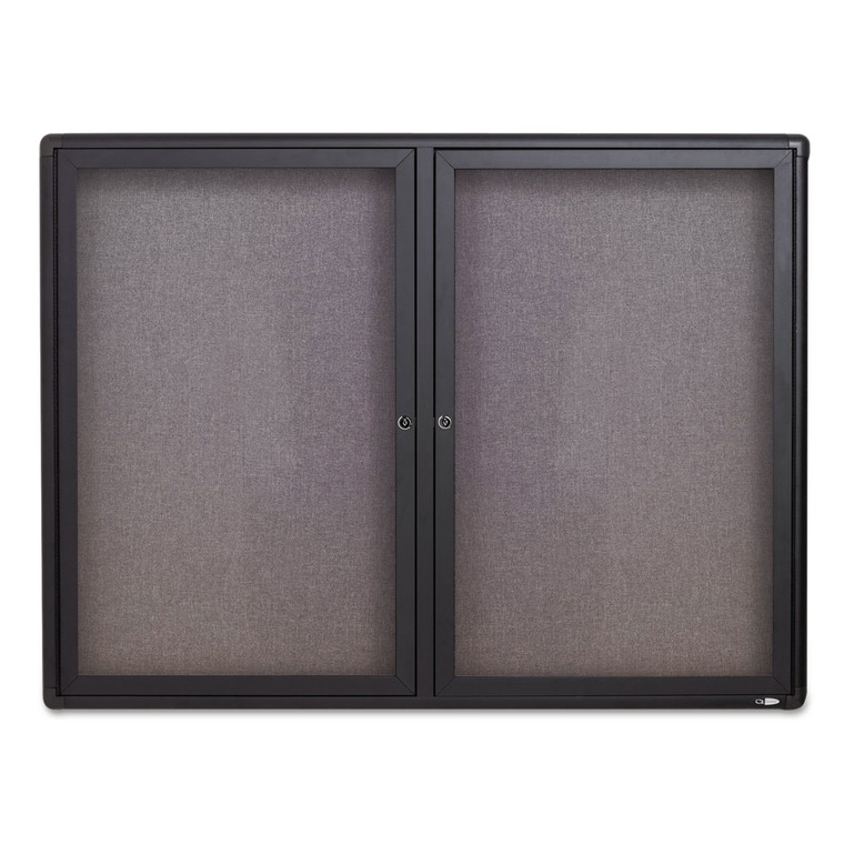 Enclosed Fabric-Cork Board, 48 X 36, Gray Surface, Graphite Aluminum Frame - QRT2364L