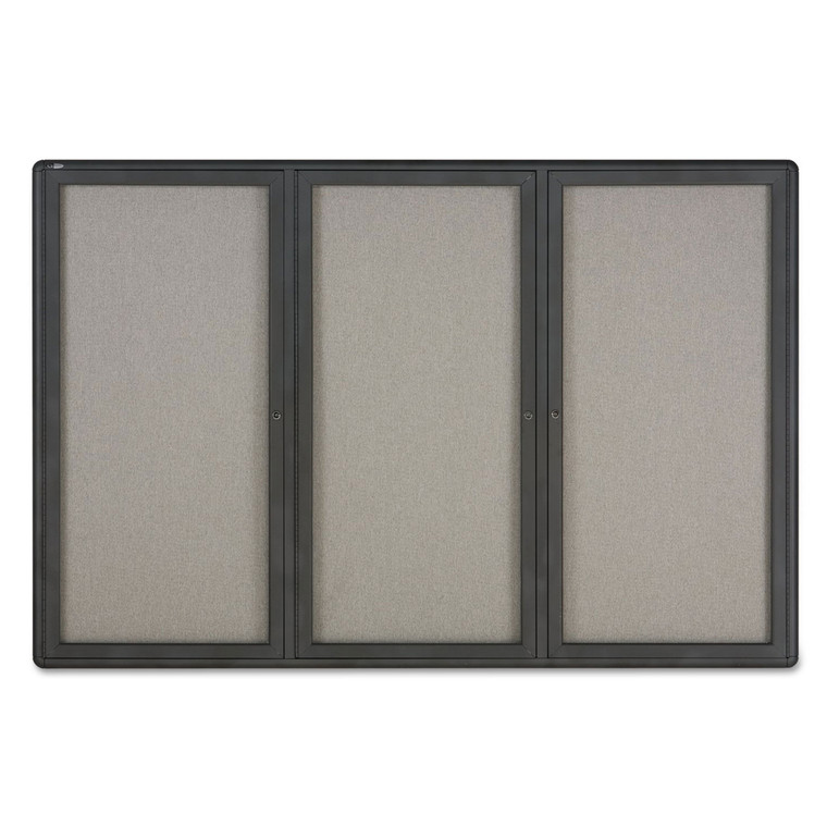 Enclosed Fabric-Cork Board, 72 X 48, Gray Surface, Graphite Aluminum Frame - QRT2367L