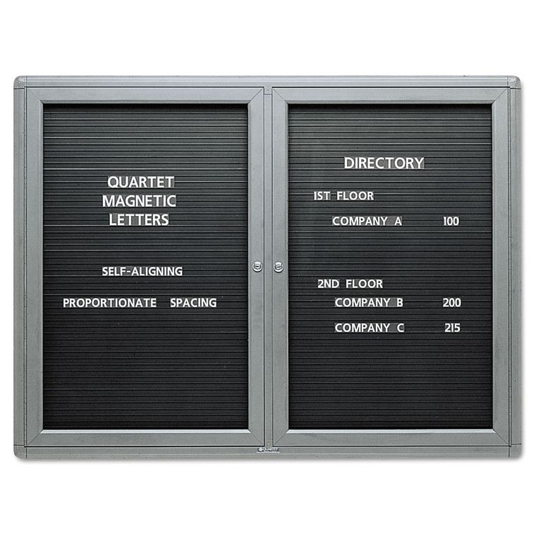 Enclosed Magnetic Directory, 48 X 36, Black Surface, Graphite Aluminum Frame - QRT2964LM