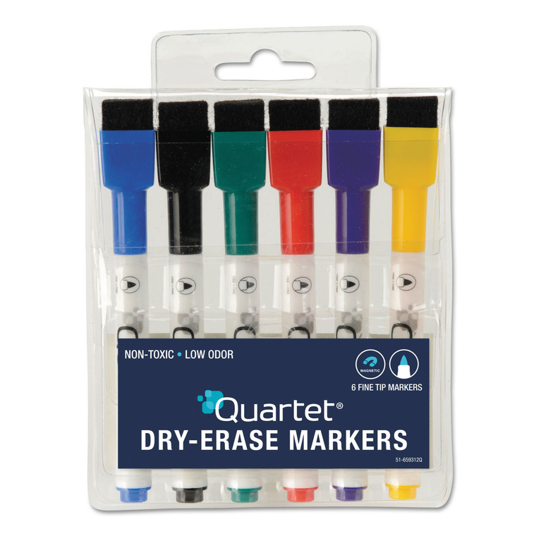 Low-Odor Rewritables Dry Erase Mini-Marker Set, Fine Bullet Tip, Assorted Classic Colors, 6/set - QRT51659312