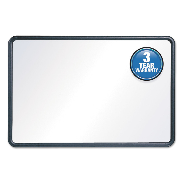 Contour Dry-Erase Board, Melamine, 24 X 18, White Surface, Black Frame - QRT7551