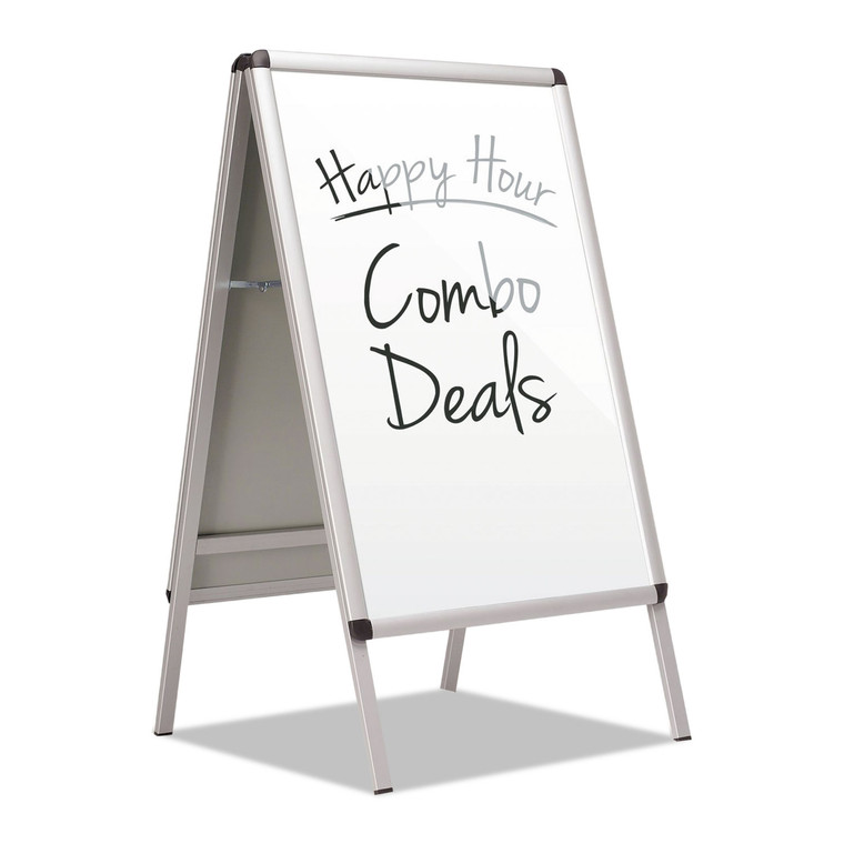 Improv A-Frame Sign With Total Erase Surface, Aluminum, 28 1/2w X 42h, Silver - QRTAF32
