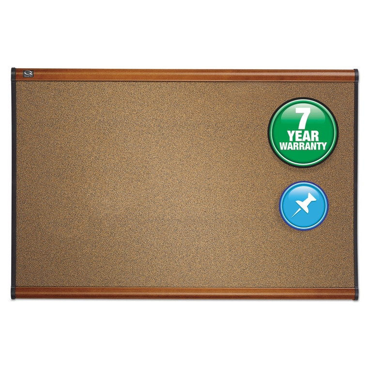 Prestige Bulletin Board, Brown Graphite-Blend Surface, 48 X 36, Cherry Frame - QRTB244LC
