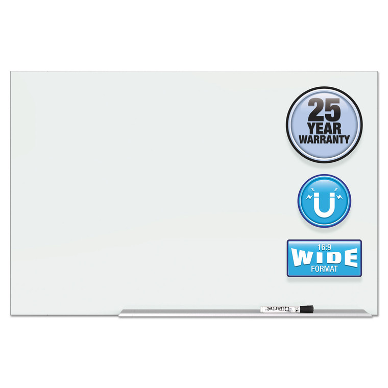 Element Framed Magnetic Glass Dry-Erase Boards, 50" X 28", Aluminum Frame - QRTG5028E