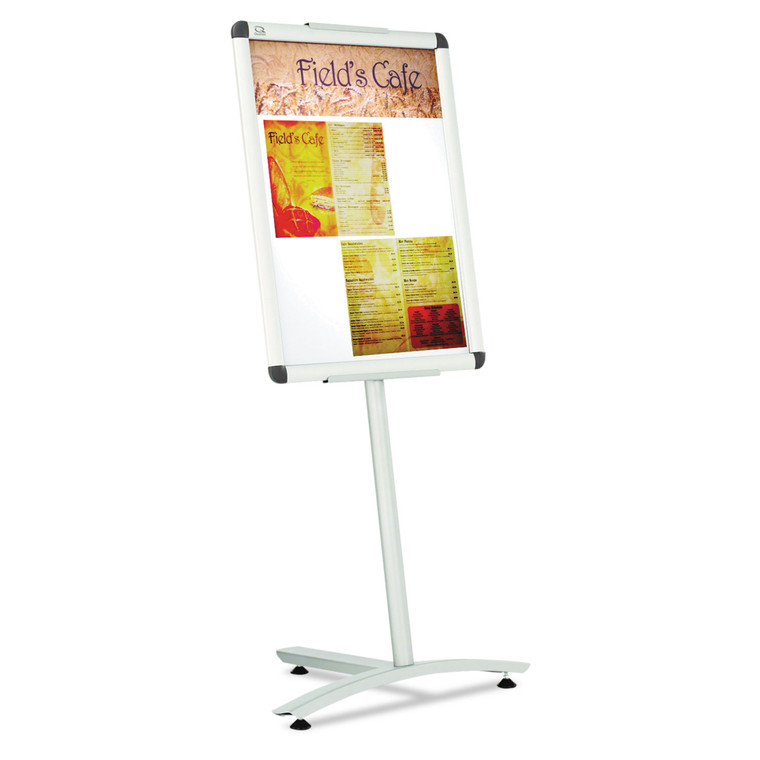 Improv Lobby Clip-Frame Pedestal Sign, 18 X 24 Frame, 54" High, Aluminum - QRTLCF2418
