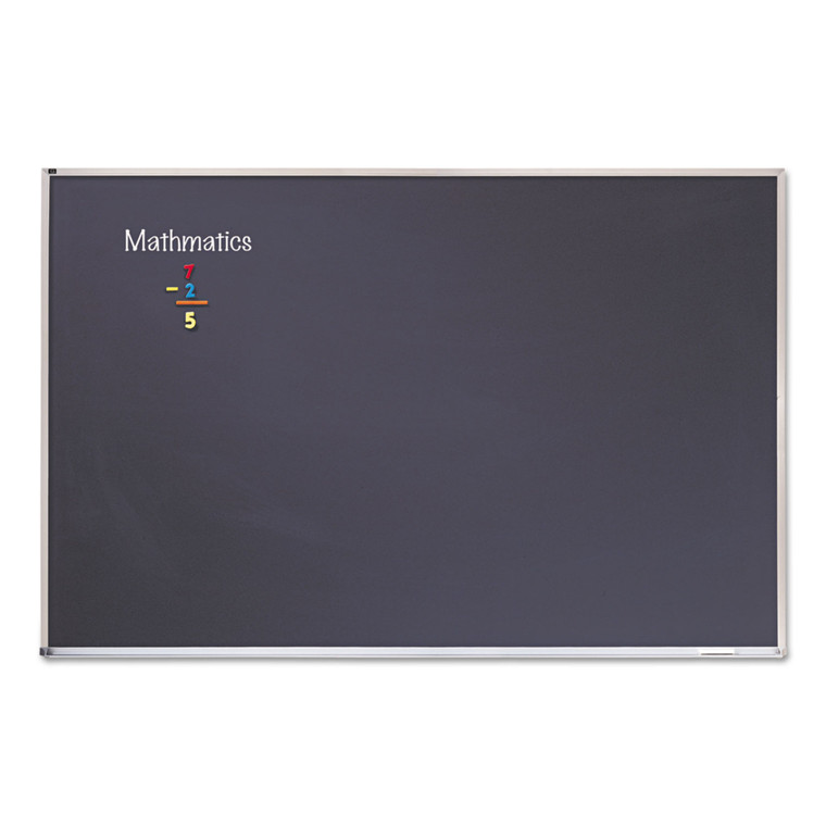 Porcelain Black Chalkboard With Aluminum Frame, 48 X 96, Silver - QRTPCA408B