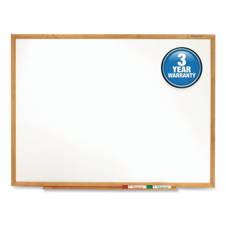 Classic Series Total Erase Dry Erase Board, 36 X 24, Oak Finish Frame - QRTS573