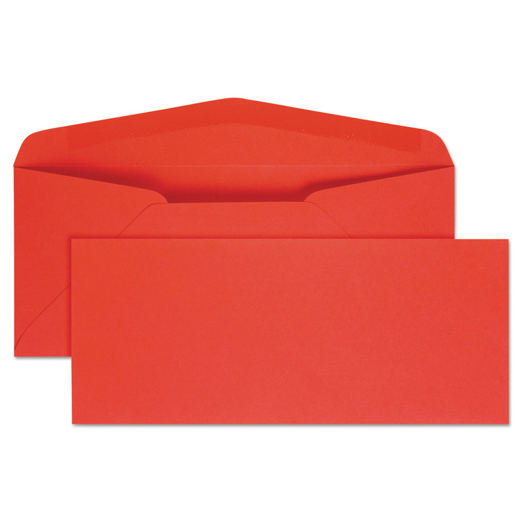 Colored Envelope, #10, Commercial Flap, Gummed Closure, 4.13 X 9.5, Red, 25/pack - QUA11134