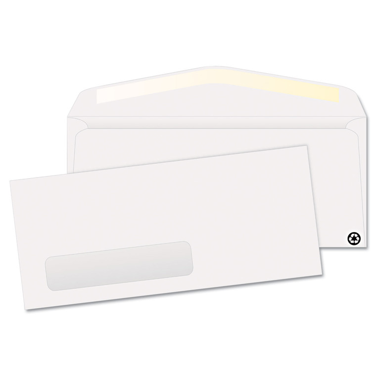 Window Envelope, #10, Commercial Flap, Gummed Closure, 4.13 X 9.5, White, 500/box - QUA21316
