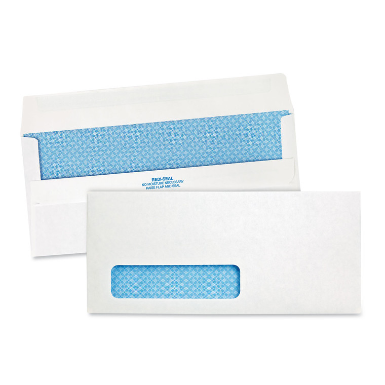 Redi-Seal Envelope, #10, Commercial Flap, Redi-Seal Closure, 4.13 X 9.5, White, 500/box - QUA21418