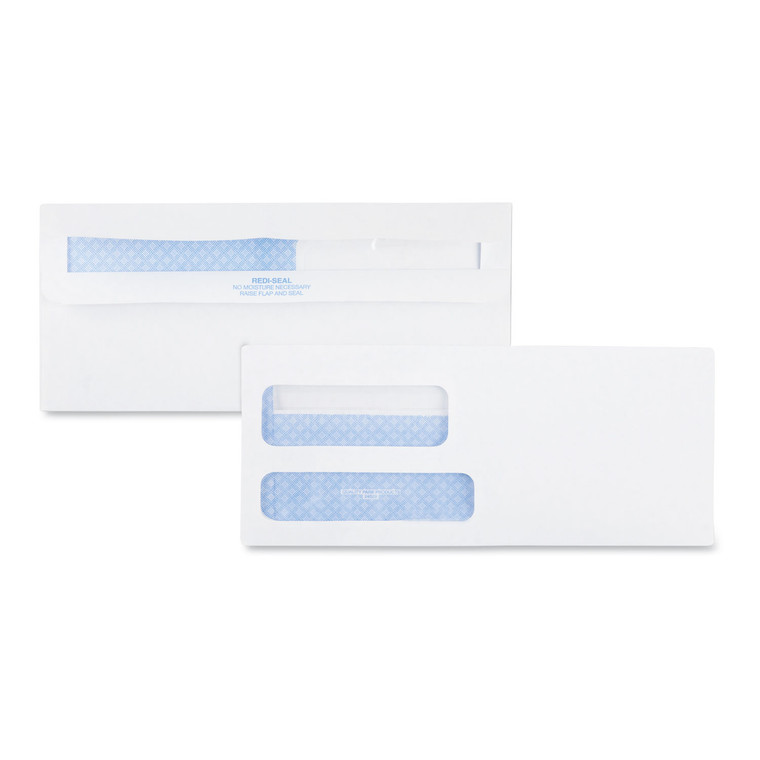 Double Window Redi-Seal Security-Tinted Envelope, #9, Commercial Flap, Redi-Seal Closure, 3.88 X 8.88, White, 500/box - QUA24529