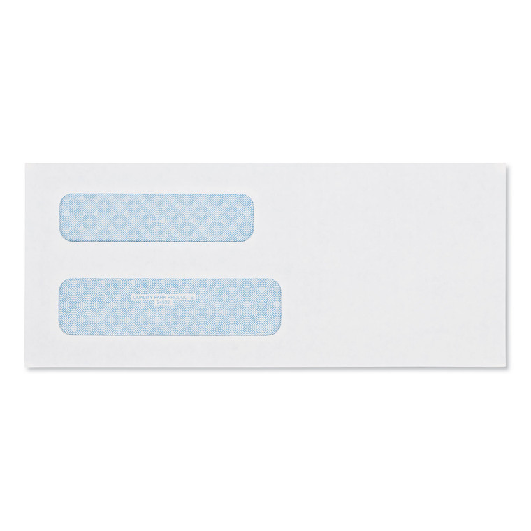 Double Window Security-Tinted Check Envelope, #8 5/8, Commercial Flap, Gummed Closure, 3.63 X 8.63, White, 500/box - QUA24532
