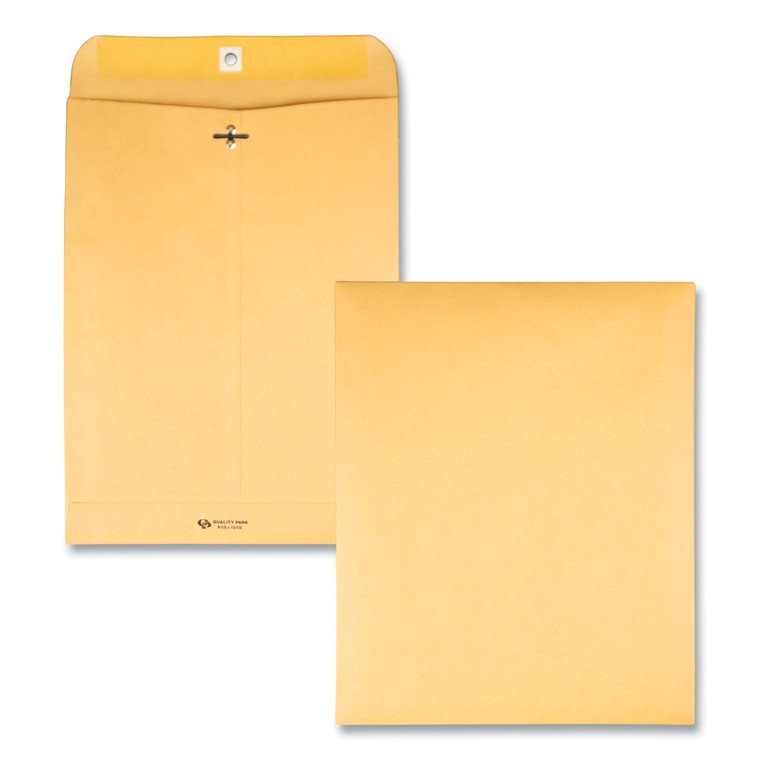 Clasp Envelope, #12 1/2, Square Flap, Clasp/gummed Closure, 9.5 X 12.5, Brown Kraft, 100/box - QUA37793