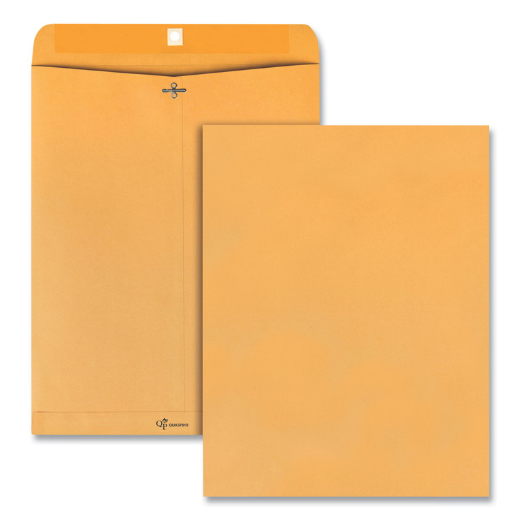 Clasp Envelope, #15 1/2, Square Flap, Clasp/gummed Closure, 12 X 15.5, Brown Kraft, 100/box - QUA37810