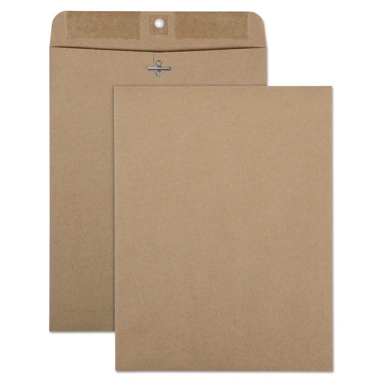 Brown Kraft Clasp Envelope, #90, Square Flap, Clasp/gummed Closure, 9 X 12, Brown Kraft, 100/box - QUA38711