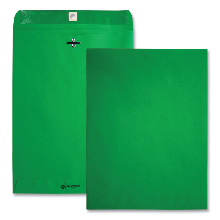 Clasp Envelope, #90, Square Flap, Clasp/gummed Closure, 9 X 12, Green, 10/pack - QUA38735