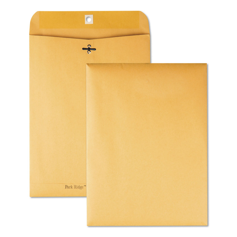 Park Ridge Kraft Clasp Envelope, #90, Square Flap, Clasp/gummed Closure, 9 X 12, Brown Kraft, 100/box - QUA43090