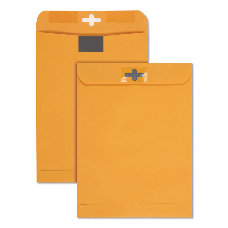 Postage Saving Clearclasp Kraft Envelope, #90, Cheese Blade Flap, Clearclasp Closure, 9 X 12, Brown Kraft, 100/box - QUA43568