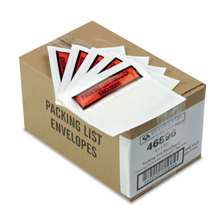 Self-Adhesive Packing List Envelope, 4.5 X 5.5, Clear/orange, 1,000/carton - QUA46896