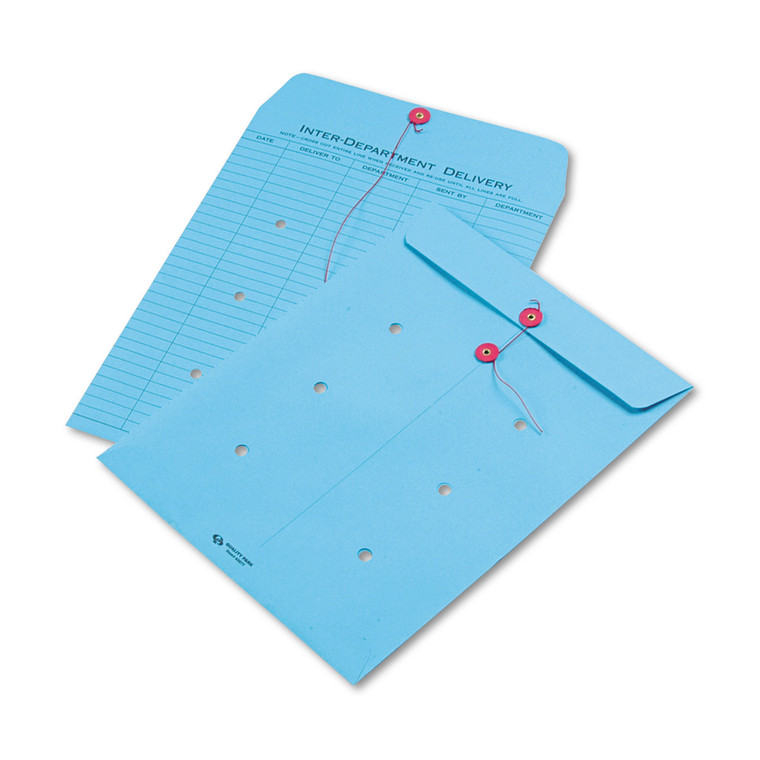 Colored Paper String And Button Interoffice Envelope, #97, One-Sided Five-Column Format, 10 X 13, Blue, 100/box - QUA63577