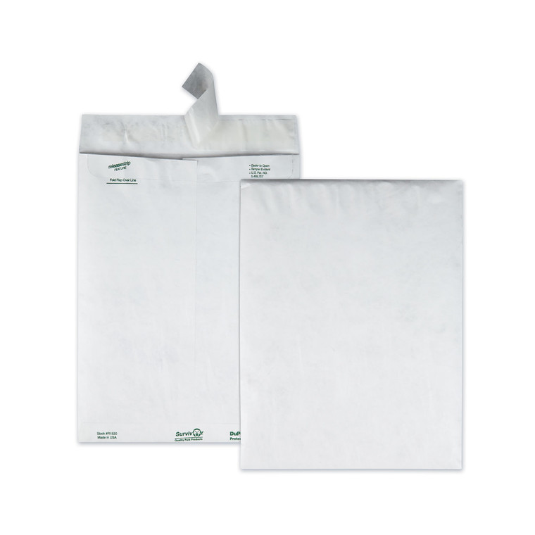 Catalog Mailers, Dupont Tyvek, #12 1/2, Square Flap, Redi-Strip Closure, 9.5 X 12.5, White, 100/box - QUAR1520