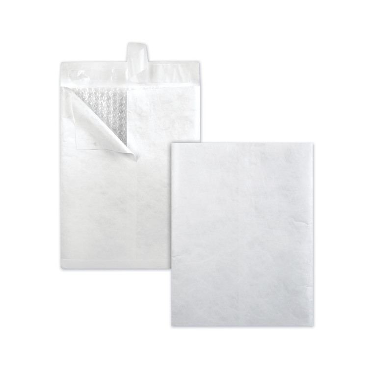 Bubble Mailer Of Dupont Tyvek, #2e, Air Cushion Lining, Redi-Strip Closure, 9 X 12, White, 25/box - QUAR7525