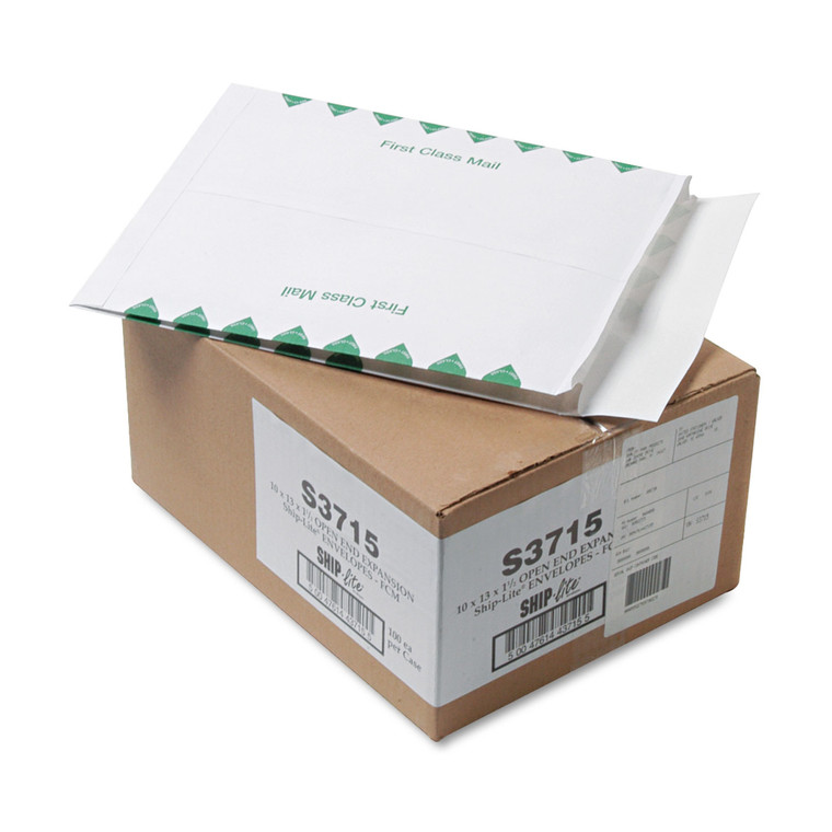 Ship-Lite Expansion Mailer, #13 1/2, Cheese Blade Flap, Redi-Strip Closure, 10 X 13, White, 100/box - QUAS3715