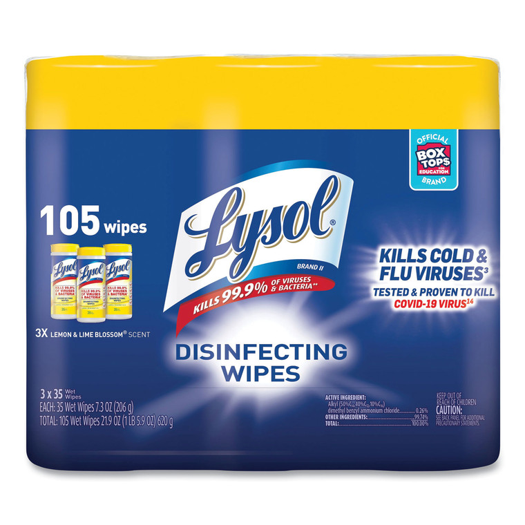 Disinfecting Wipes, 7 X 7.25, Lemon And Lime Blossom, 35 Wipes/canister, 3 Canisters/pack - RAC82159PK