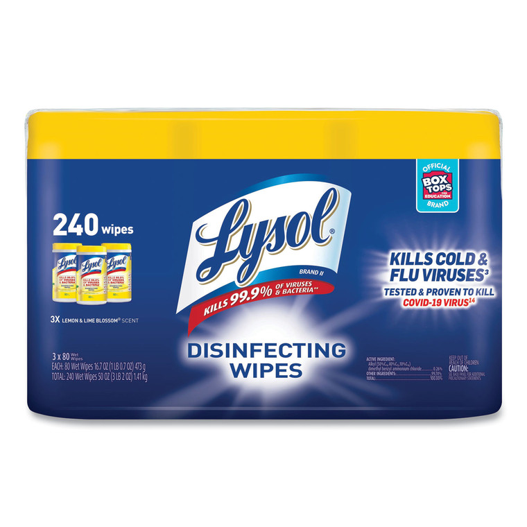 Disinfecting Wipes, 7 X 7.25, Lemon And Lime Blossom, 80 Wipes/canister, 3 Canisters/pack - RAC84251PK