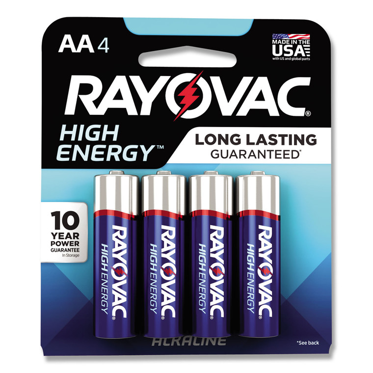 High Energy Premium Alkaline Aa Batteries, 4/pack - RAY8154K