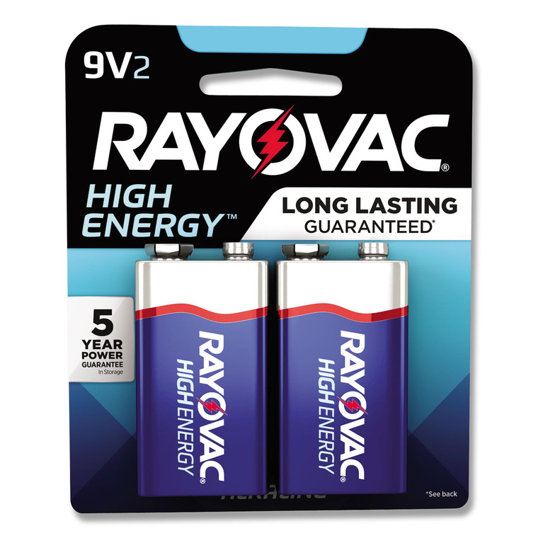 High Energy Premium Alkaline 9v Batteries, 2/pack - RAYA16042K