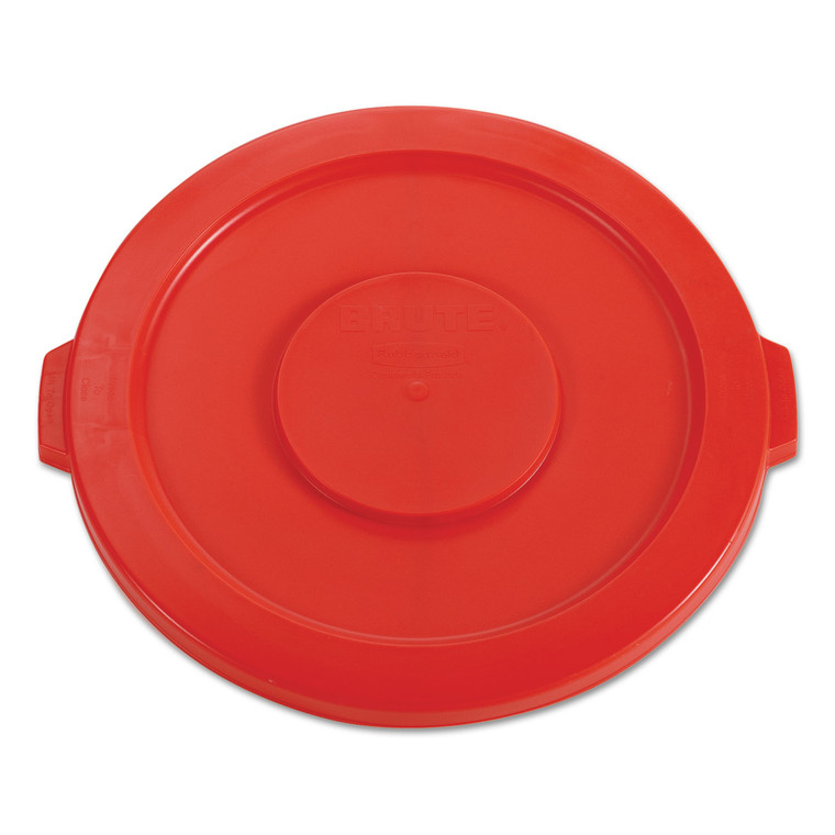 Round Flat Top Lid, For 32 Gal Round Brute Containers, 22.25" Diameter, Red - RCP2631RED