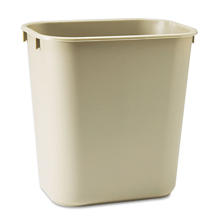 Deskside Plastic Wastebasket, Rectangular, 3.5 Gal, Beige - RCP295500BG