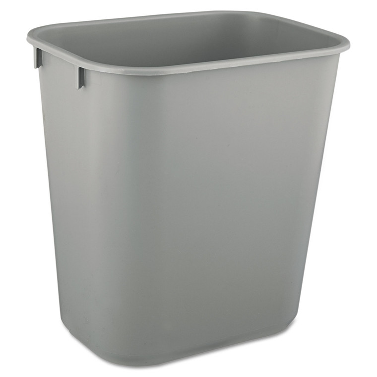 Deskside Plastic Wastebasket, Rectangular, 3.5 Gal, Gray - RCP2955GRA
