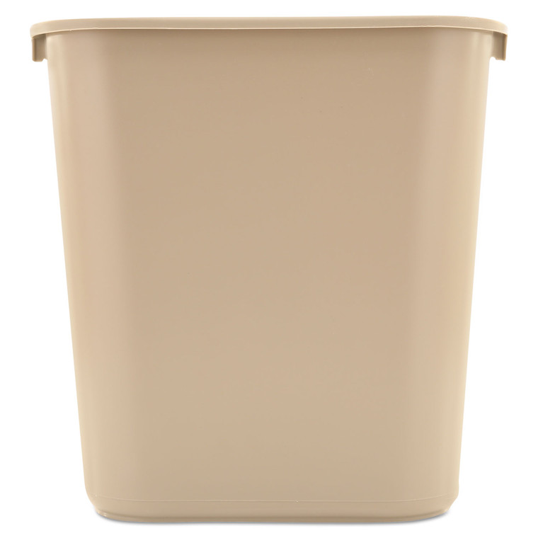 Deskside Plastic Wastebasket, Rectangular, 7 Gal, Beige - RCP295600BG