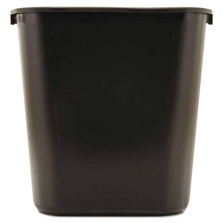 Deskside Plastic Wastebasket, Rectangular, 7 Gal, Black - RCP295600BK