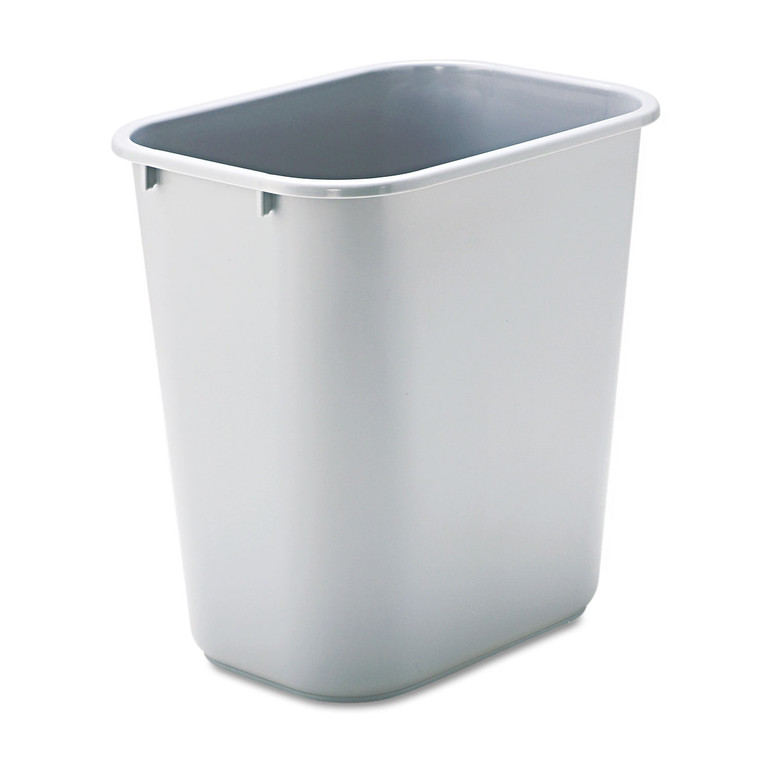 Deskside Plastic Wastebasket, Rectangular, 7 Gal, Gray - RCP295600GY