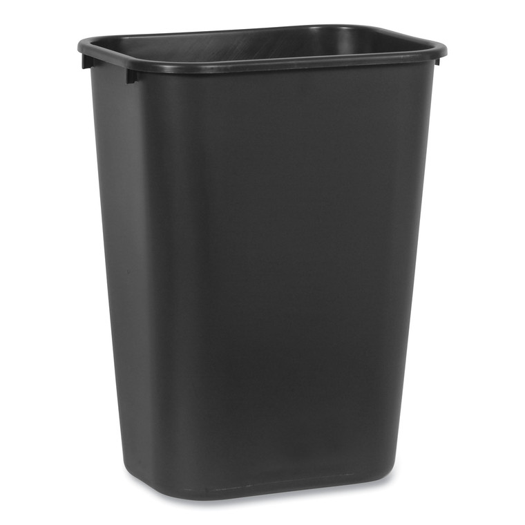 Deskside Plastic Wastebasket, Rectangular, 10.25 Gal, Black - RCP295700BK