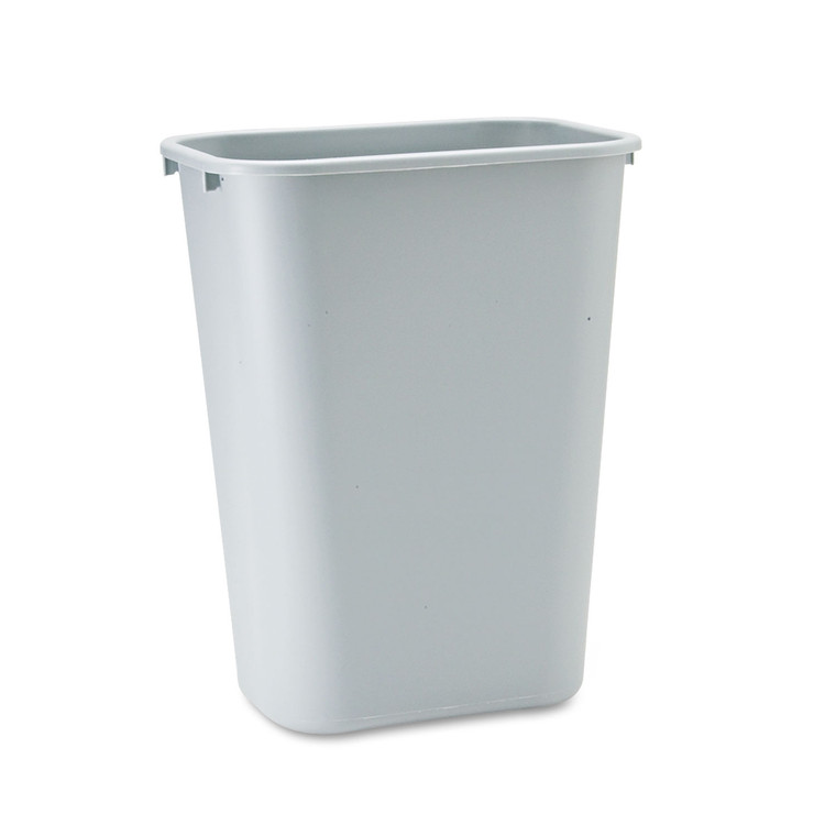 Deskside Plastic Wastebasket, Rectangular, 10.25 Gal, Gray - RCP295700GY