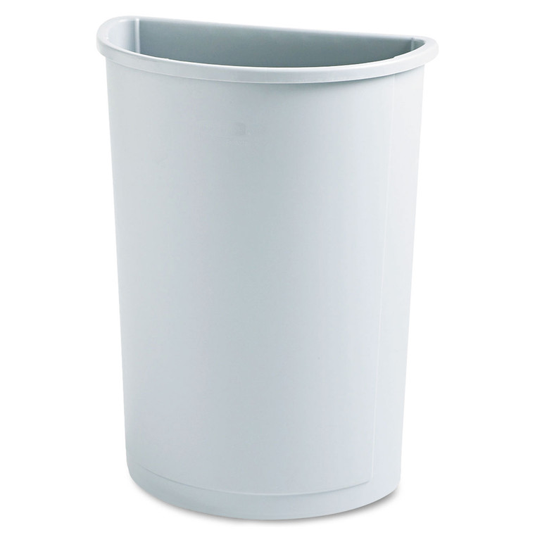 Untouchable Waste Container, Half-Round, Plastic, 21 Gal, Gray - RCP352000GY