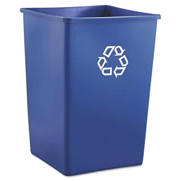 Recycling Container, Square, Plastic, 35 Gal, Blue - RCP395873BLU