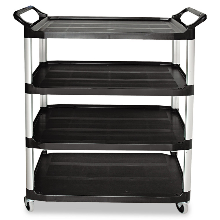 Open Sided Utility Cart, Four-Shelf, 40.63w X 20d X 51h, Black - RCP409600BLA