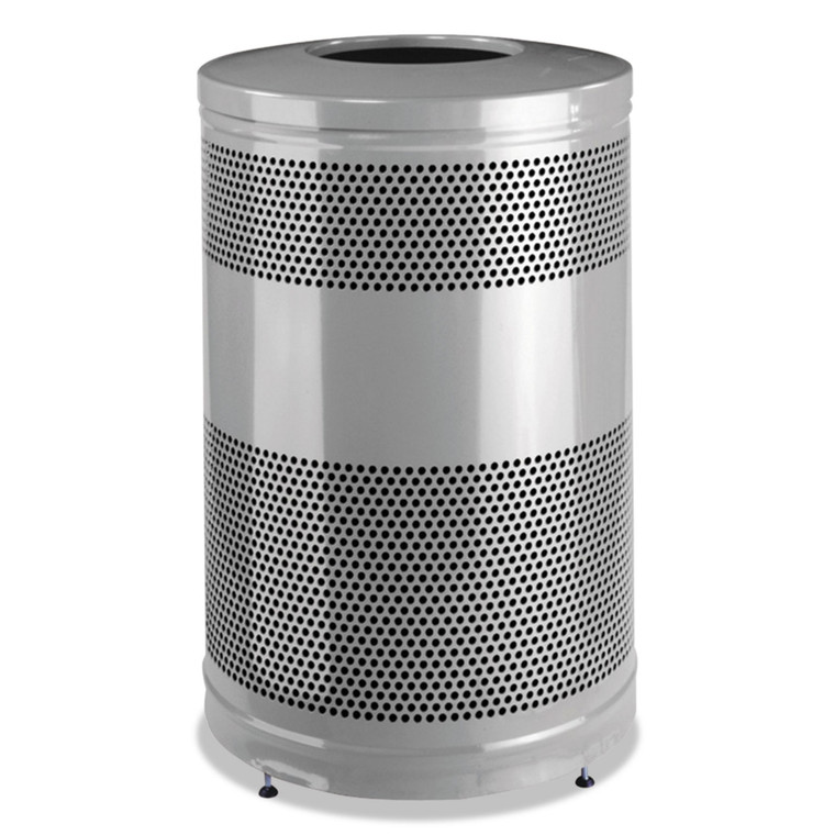 Classics Open Top Waste Receptacle, 51 Gal, Stardust Silver Metallic With Black Lid - RCPS55ETSMPLBK