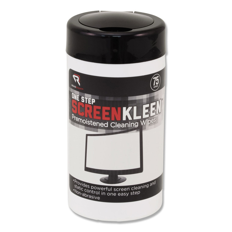 Onestep Crt Screen Cleaner Wet Wipes, Cloth, 5 1/4 X 5 3/4, 75/tub - REARR1409